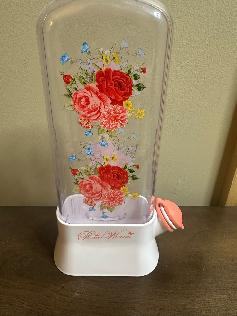 The Pioneer Woman Floral Fresh Herb Storage - White Base with Pink/Red Flowers